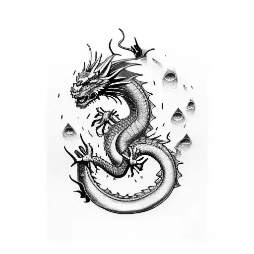 Dragon and wine  tattoo design idea