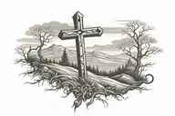 cross on a hill tattoo design idea