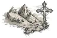 cross on a hill tattoo design idea