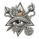 roses connecting eye of osiris and a kunai  tattoo design idea