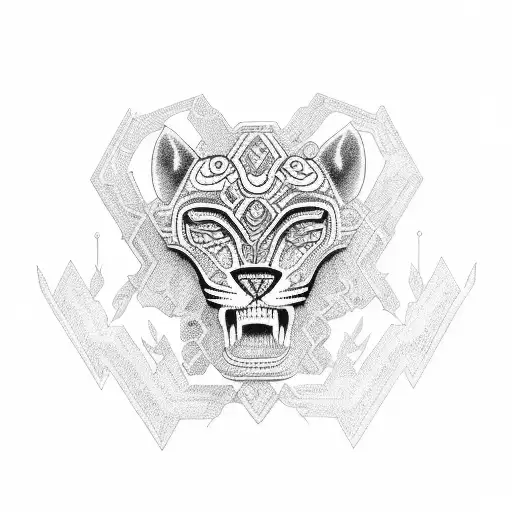 Mayan jaguar whit a skill  tattoo design idea