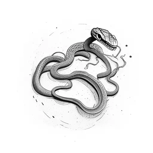 snake red ink tattoo design idea