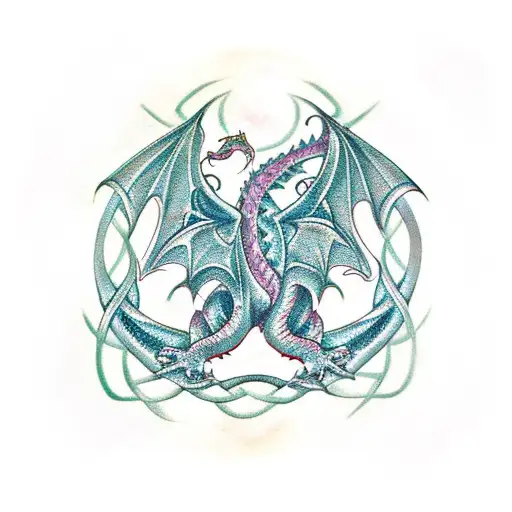 A dragon intertwining with celtic knotwork, forming a unique and intricate design tattoo design idea