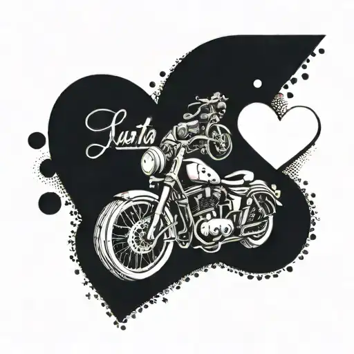 A collage of your favorite objects (e.g. camera, laptop, motorcycle) forming a heart shape, with your son's name and birthdate incorporated into the design tattoo design idea