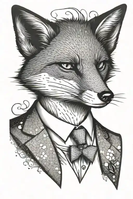 black grey tattoo design fox in suit tattoo design idea