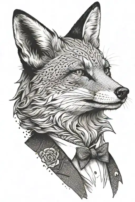 black grey tattoo design fox in suit profile bust tattoo design idea