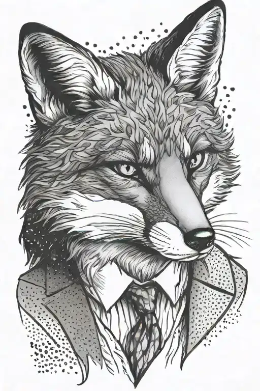 black grey tattoo design fox in suit tattoo design idea