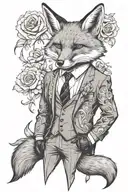 black grey tattoo design fox in suit tattoo design idea