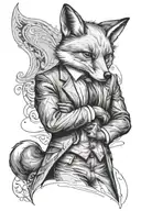 black grey tattoo design fox in suit tattoo design idea