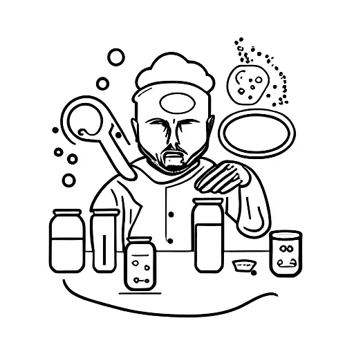 A minimalist tattoo of Jesse Pinkman cooking meth in a lab tattoo design idea