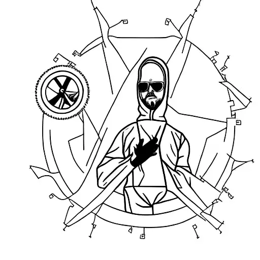 A minimalist tattoo of Jesse Pinkman wearing a hazmat suit tattoo design idea