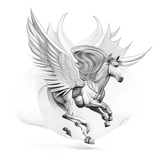 horse with wings tattoo design idea