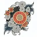 traditional Japanese ikigai symbol  tattoo design idea
