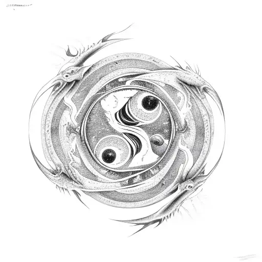 a dragon with the body creating a yin and yang symbol tattoo design idea