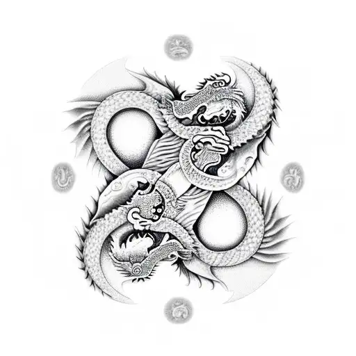 dragon with yin yang tattoo design idea