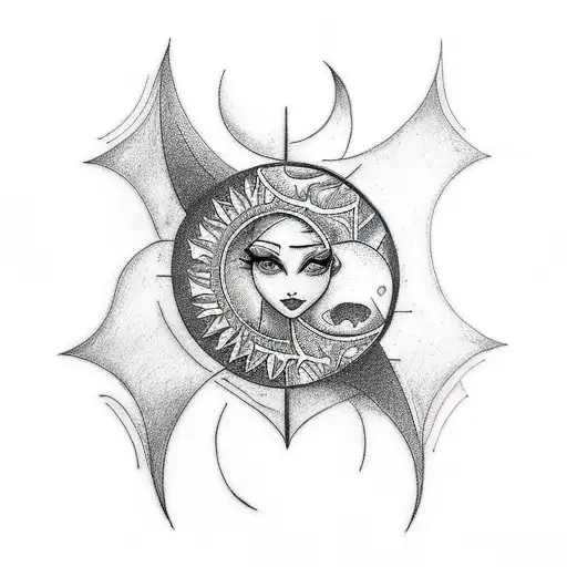 Create a tattoo that has the word "Eva" followed by a crescent a moon and "Eli" followed by a sun tattoo design idea