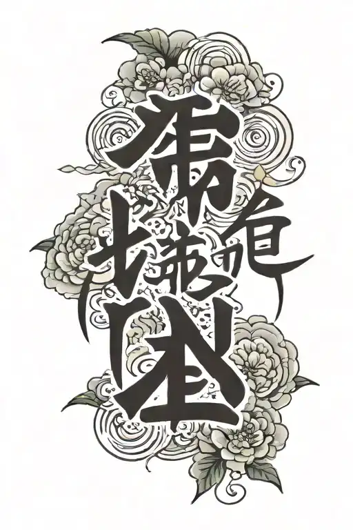 love and humble in Japanese writing on the middle of the back going down verticle   tattoo design idea