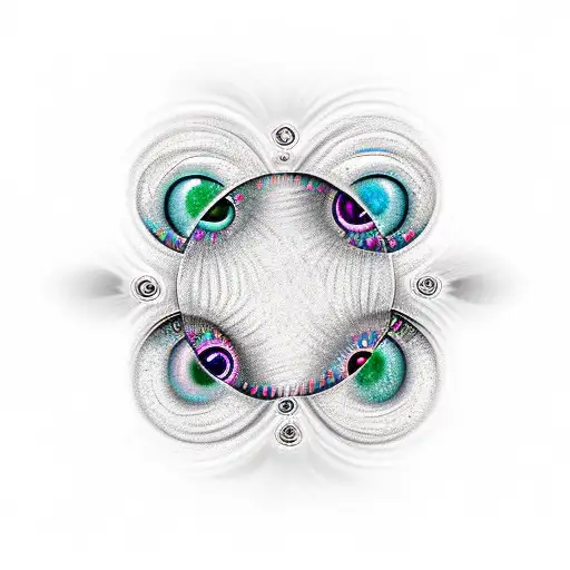 diamond tattoo with three eyes stacked, each eye facing a different direction. tattoo design idea