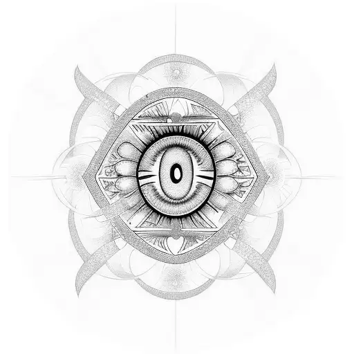 diamond tattoo with three eyes stacked, each eye facing a different direction. tattoo design idea