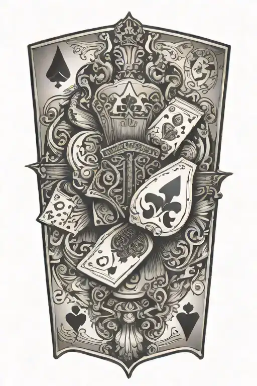 poker cards floating gracefully tattoo design idea