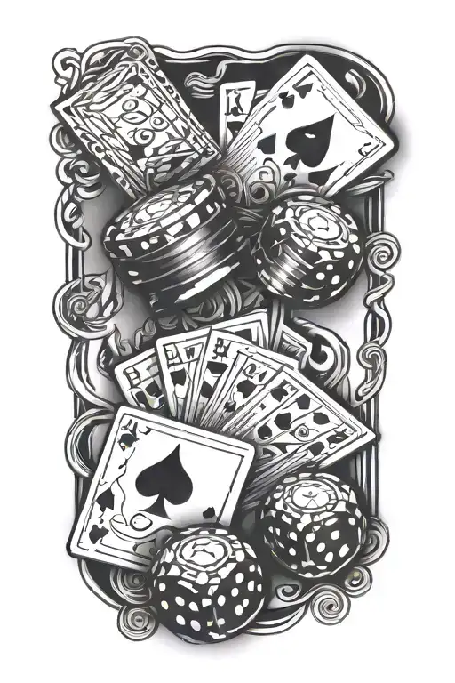 poker cards dumbells music notes tattoo design idea