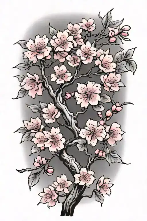 pink cherry tree  tattoo design idea