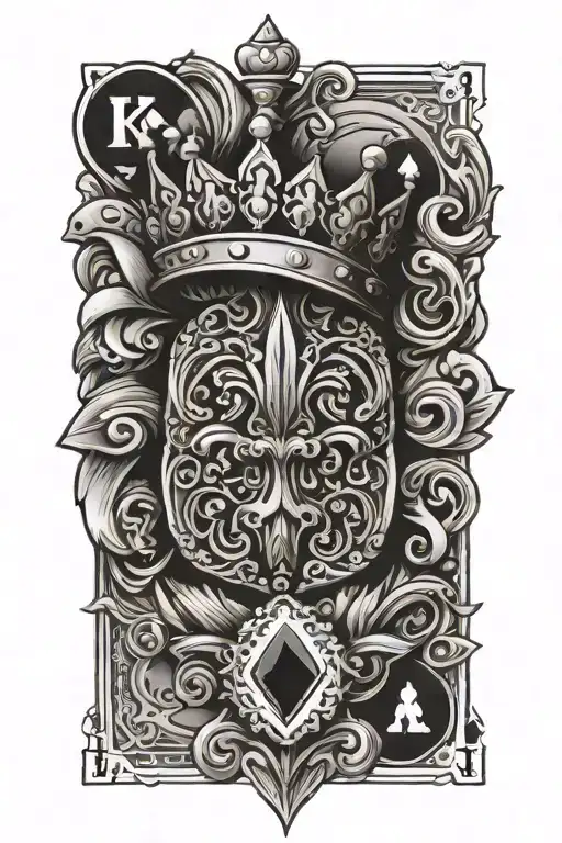 poker cards with a crown desgins  tattoo design idea