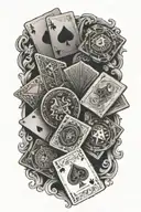 poker cards floating tattoo design idea