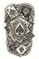 poker cards floating tattoo design idea