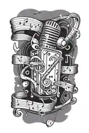magic poker cards floating musical notes microphone tattoo design idea