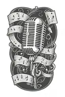 magic poker cards floating musical notes microphone tattoo design idea