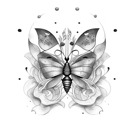 Mariposa con el nombre "Cora" en un ala tattoo design idea