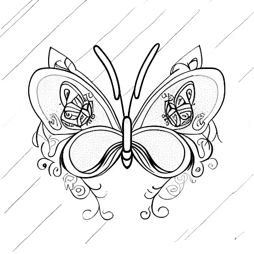 Mariposa con el nombre Cora en un ala tattoo design idea