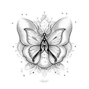 Mariposa con el nombre "Cora" en un ala tattoo design idea