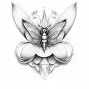 Mariposa con el nombre "Cora" en un ala tattoo design idea