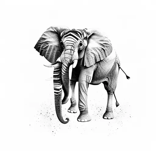 elephant half sleeve shoulder with a zebra tattoo design idea
