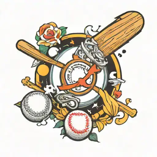 baseball pinball family  tattoo design idea