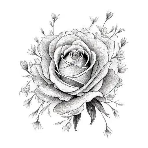 bouquet of flowers using only jonquil and pare white flowers tattoo design idea