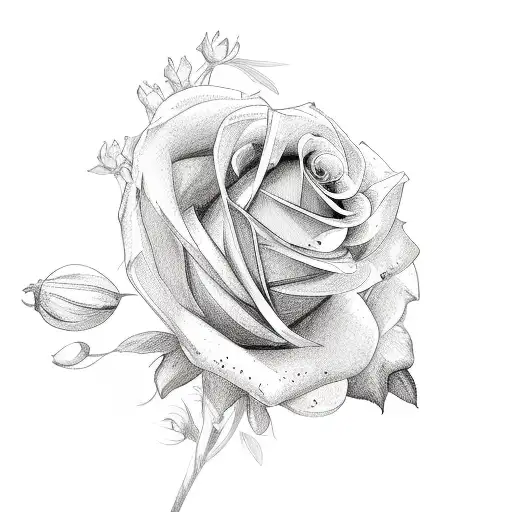 bouquet of flowers using only rose jonquil and pare white flowers tattoo design idea