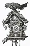 cuckoo clock, marking 11:50 tattoo design idea