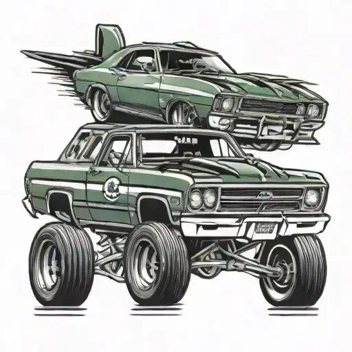 Green Bay Packers and 1970 El Camino  tattoo design idea