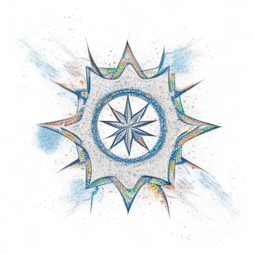 An abstract design of a bleeding star intertwined with a pencil, symbolizing the client's occupation as a teacher tattoo design idea