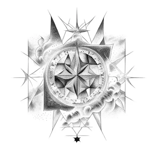 A celestial scene of bleeding stars illuminating scars tattoo design idea