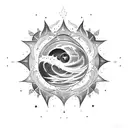 A celestial scene of bleeding stars illuminating scars tattoo design idea