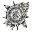 declare supreme miracle wolf compass tattoo design idea