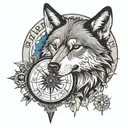 declare supreme miracle wolf compass tattoo design idea