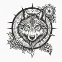 declare supreme miracle wolf compass tattoo design idea