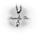 rosary beads necklace with names of family in cursive tattoo design idea