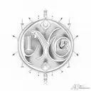 rosary with cursive names of family tattoo design idea