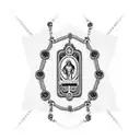 mexican style rosary beads necklace with names of family in cursive tattoo design idea